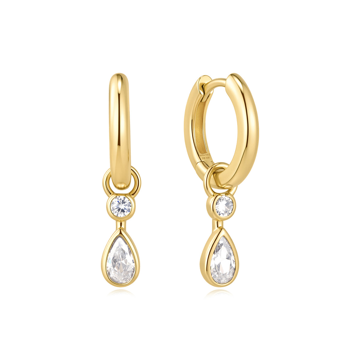 Ania Haie Dangling Rub Set Teardrop Huggie Hoop Earrings - Gold
