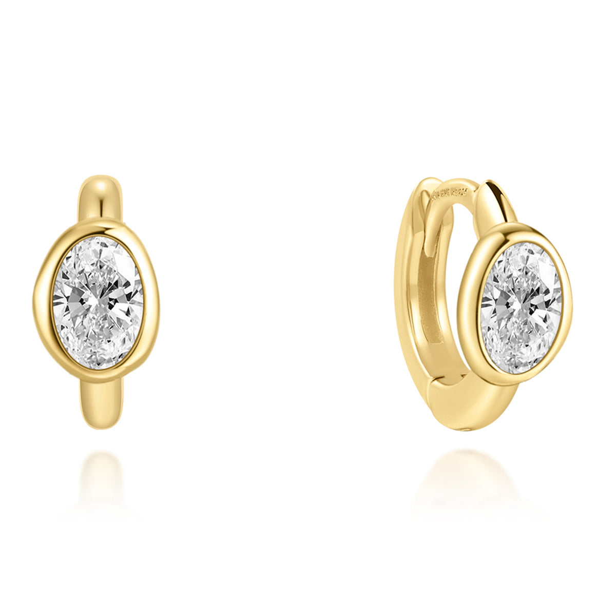 Ania Haie Bezel Organic Pebble Huggie Hoop Earrings - Gold