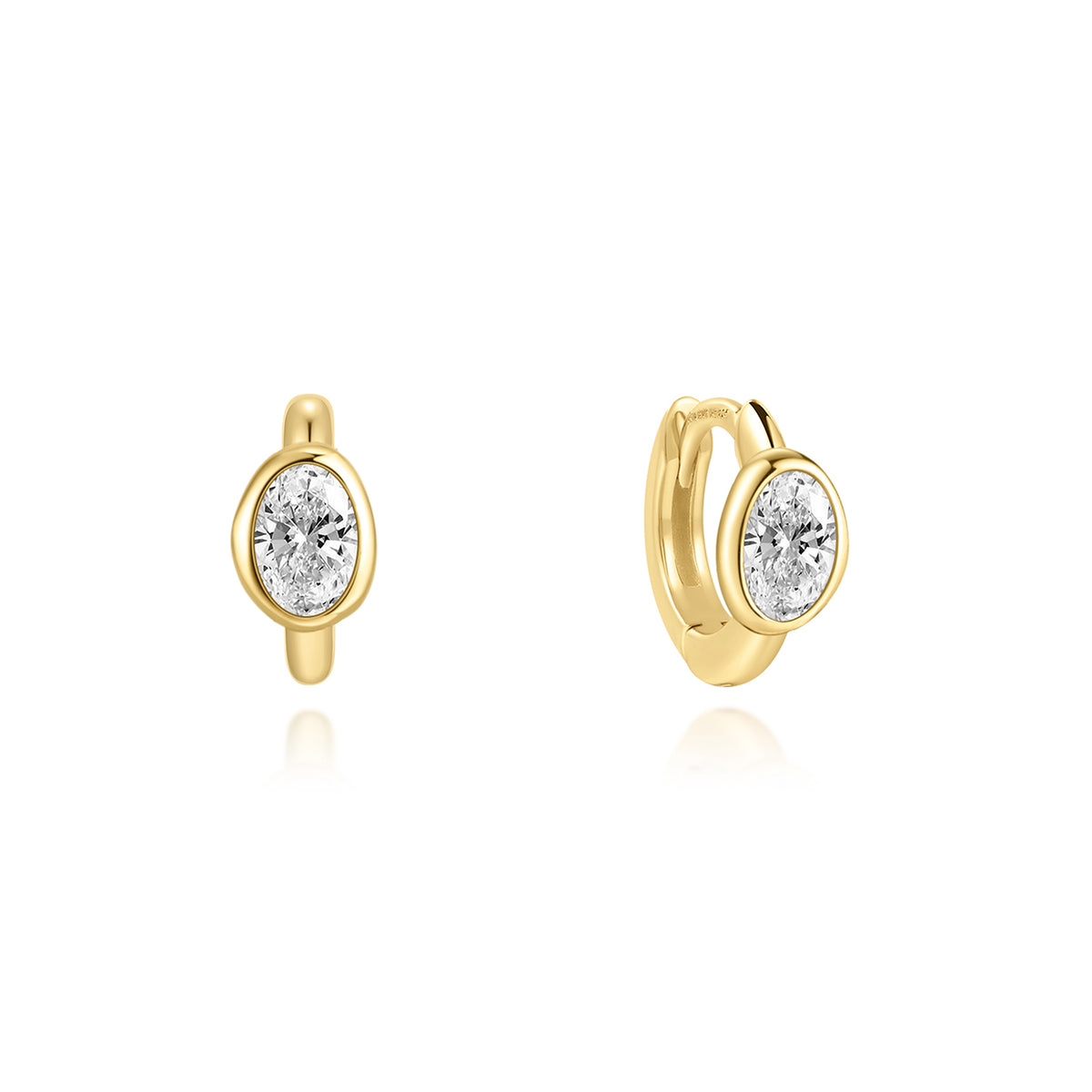 Ania Haie Bezel Organic Pebble Huggie Hoop Earrings - Gold