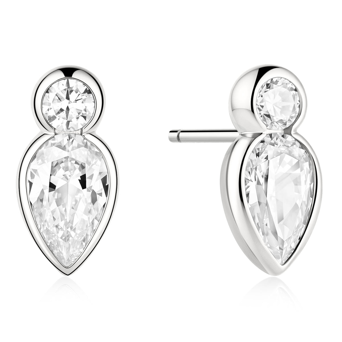 Ania Haie Rub Set Inverted Teardrop & Round Stud Earrings - Silver