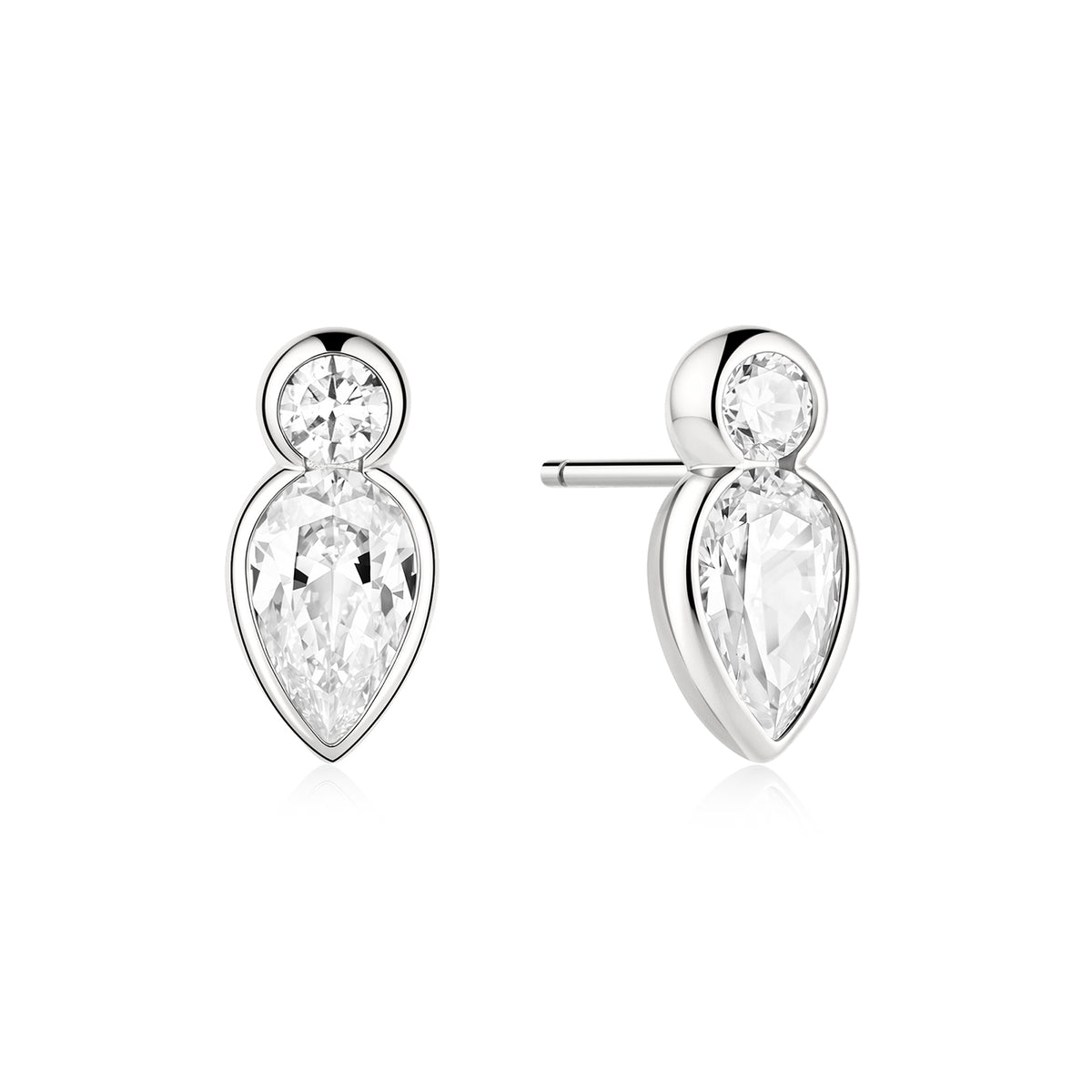 Ania Haie Rub Set Inverted Teardrop & Round Stud Earrings - Silver
