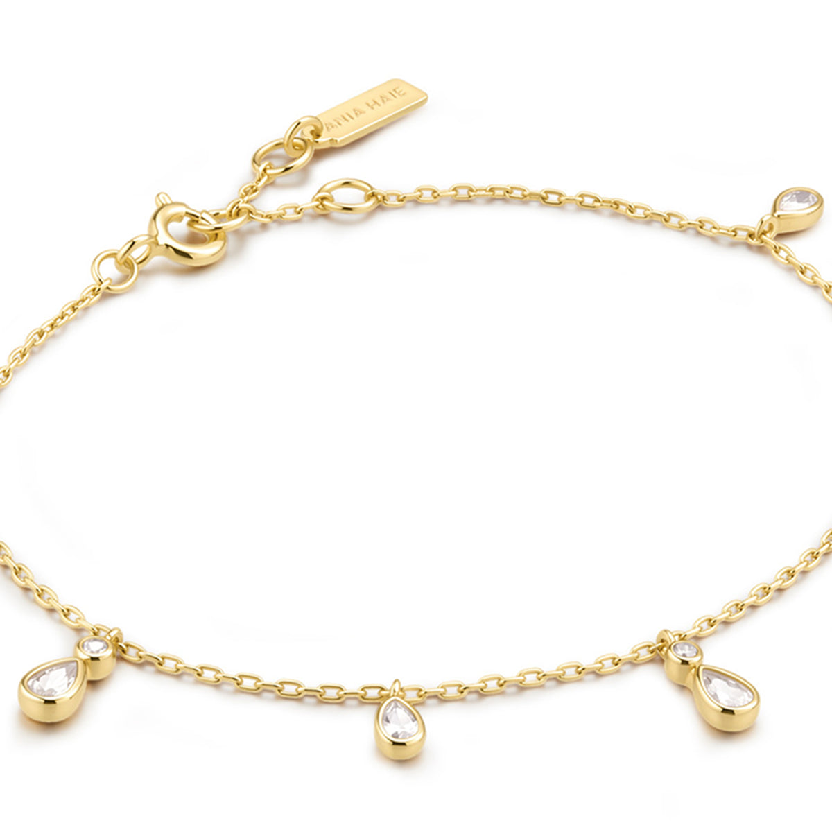Ania Haie Rub Set Teardrop Dangle Station Bracelet - Gold