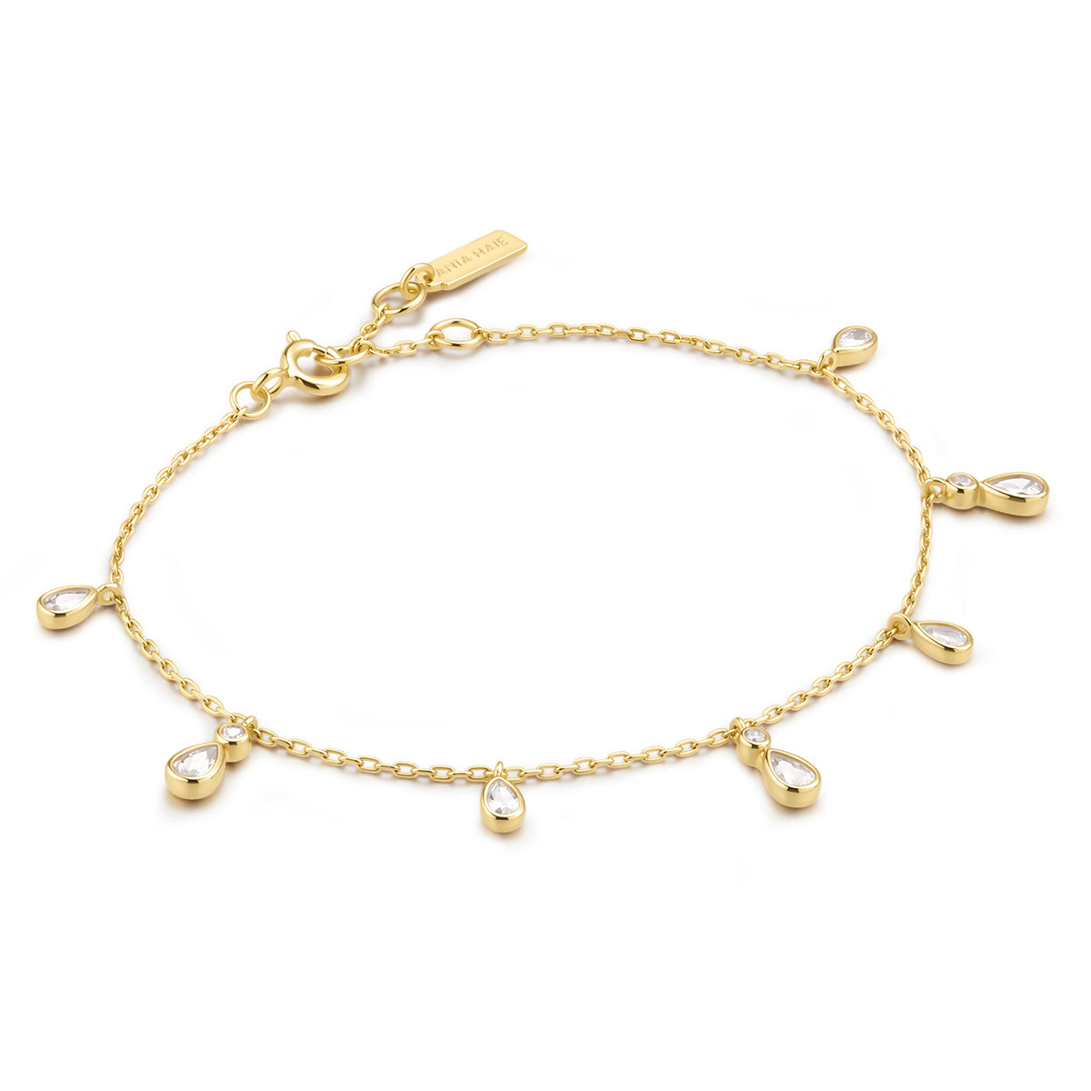 Ania Haie Rub Set Teardrop Dangle Station Bracelet - Gold