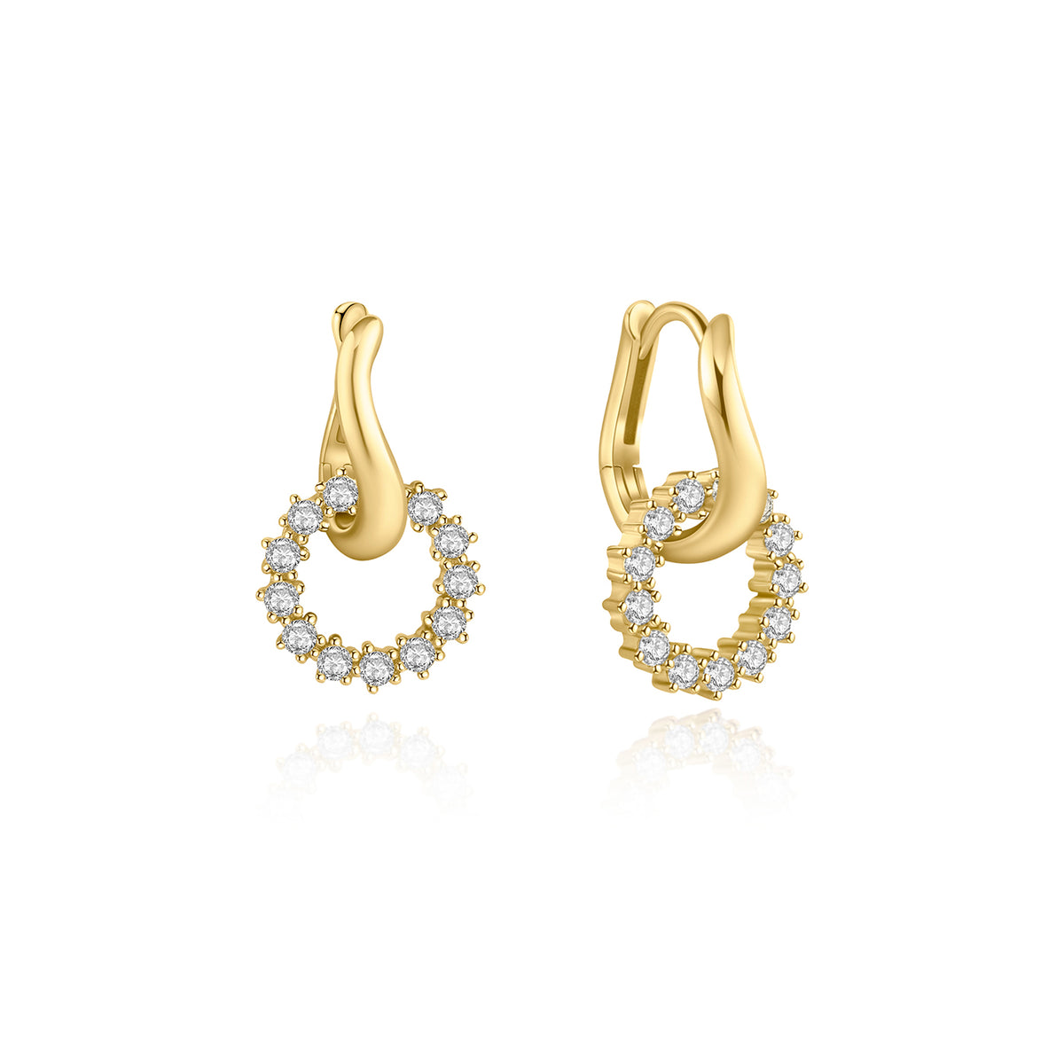 Ania Haie Pavé Interlocked Huggie Hoop Earrings - Gold