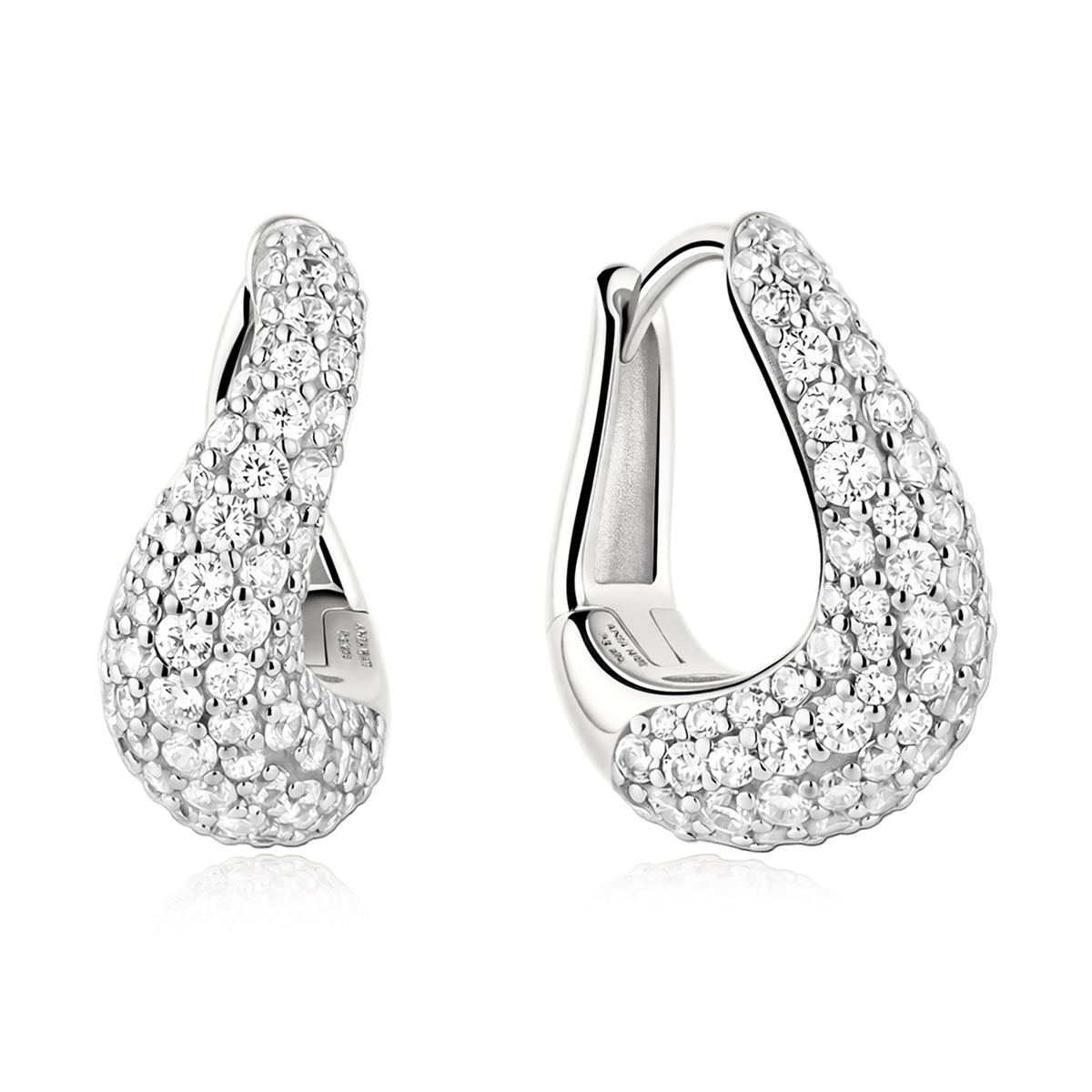 Ania Haie Pavé Interlocked Huggie Hoop Earrings - Silver