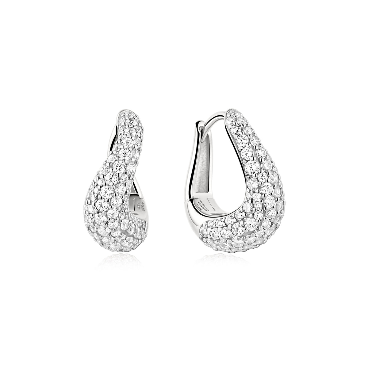 Ania Haie Pavé Interlocked Huggie Hoop Earrings - Silver