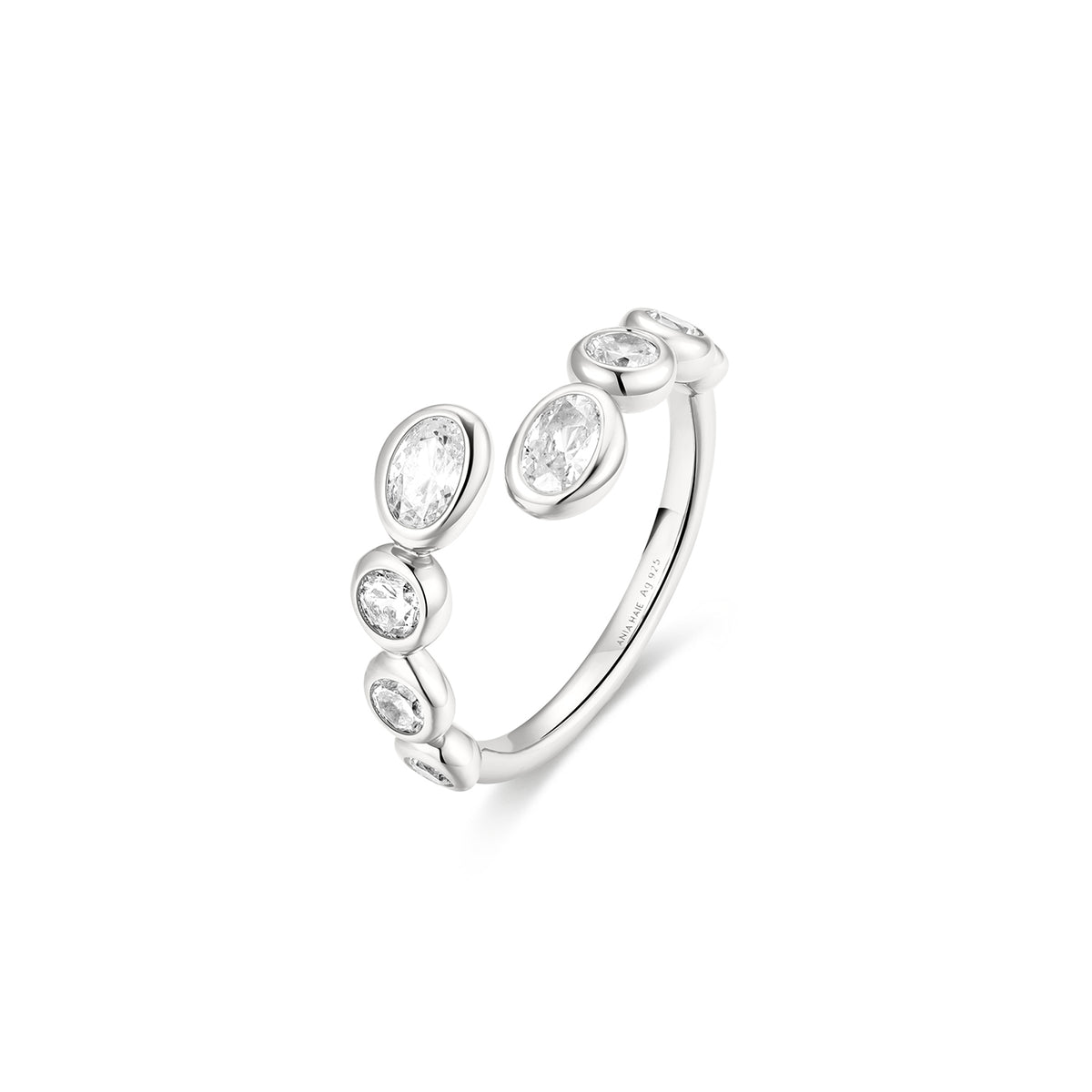 Ania Haie Organic Pebble Spiral Rub Set Adjustable Ring - Silver