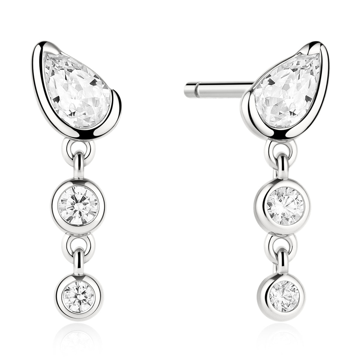 Ania Haie Teardrop & Rub Set Round Dangle Stud Earrings - Silver