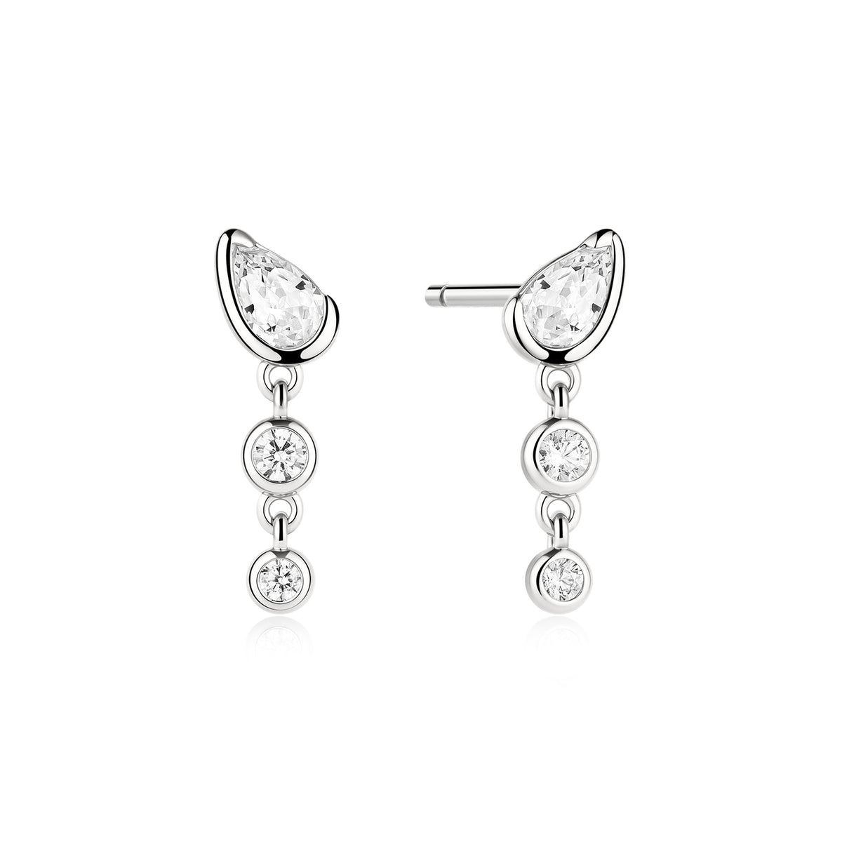 Ania Haie Teardrop & Rub Set Round Dangle Stud Earrings - Silver