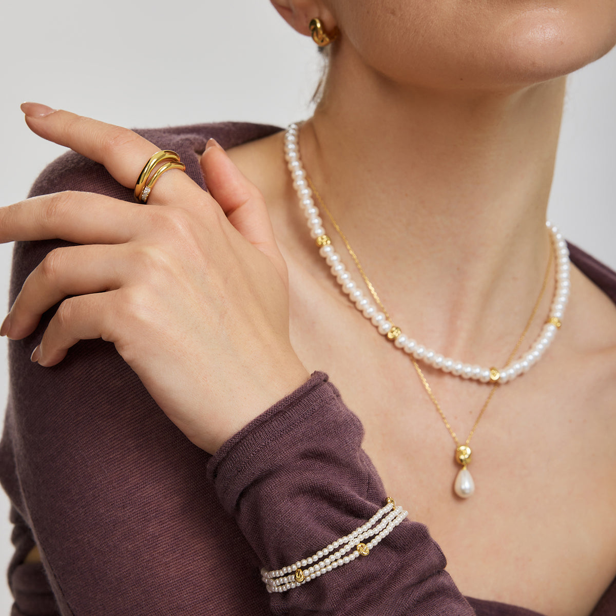Ania Haie Rub Glass Pearl & Twist Beaded Bracelet - Gold