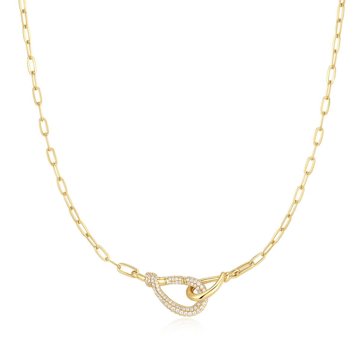 Ania Haie Interlocked Pavé & Polished Knot Necklace - Gold