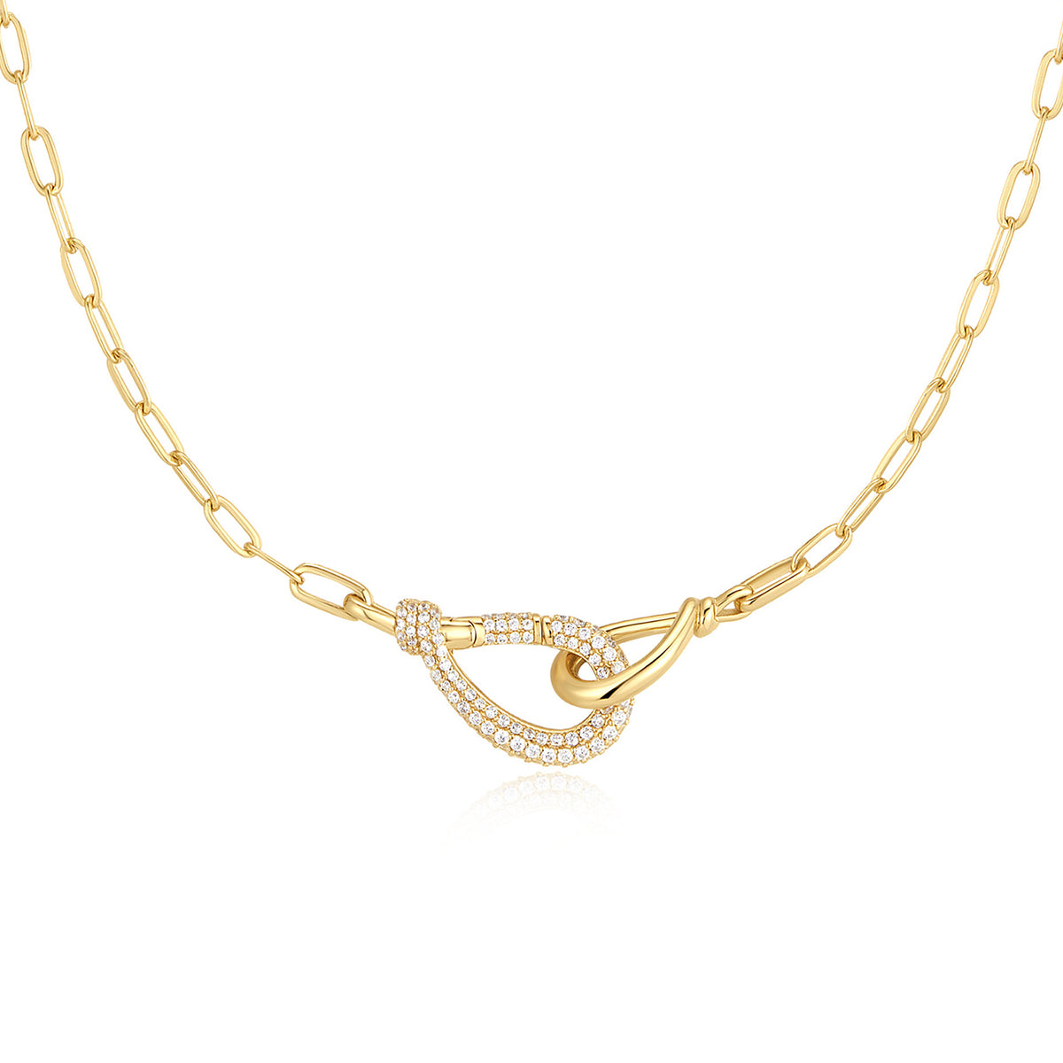 Ania Haie Interlocked Pavé & Polished Knot Necklace - Gold