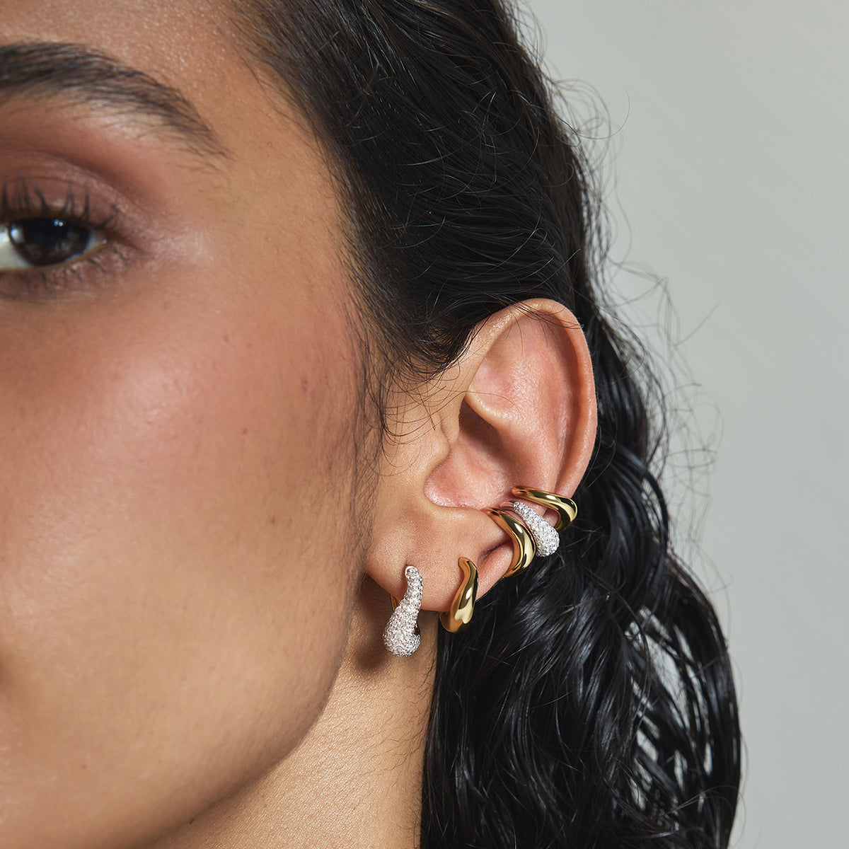 Ania Haie CZ Pavé Dome Huggie Hoops - Gold