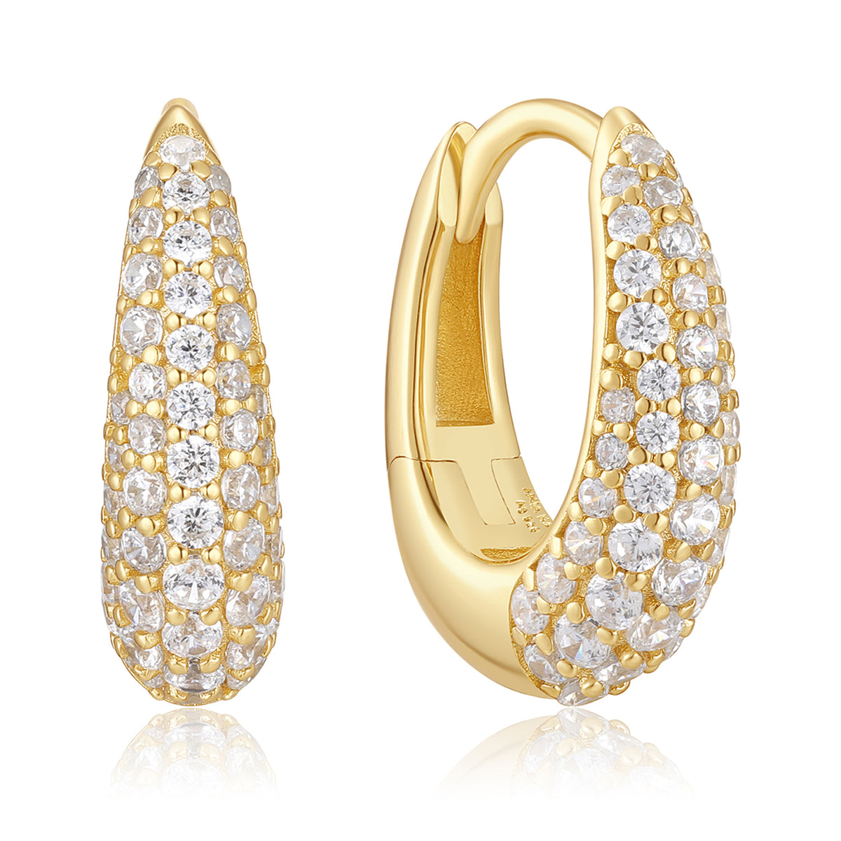 Ania Haie CZ Pavé Dome Huggie Hoops - Gold