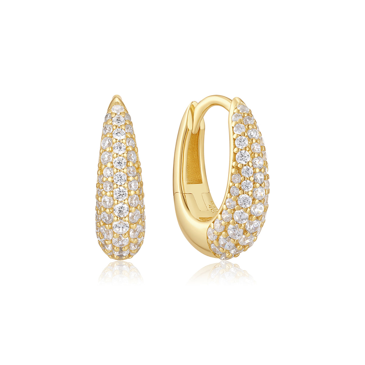 Ania Haie CZ Pavé Dome Huggie Hoops - Gold