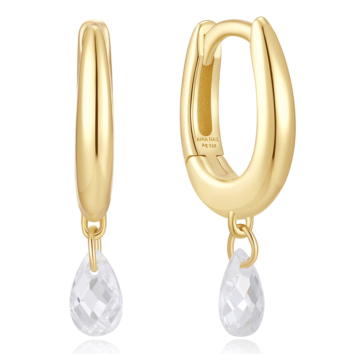 Ania Haie Teardrop Dangle Huggie Hoop - Gold
