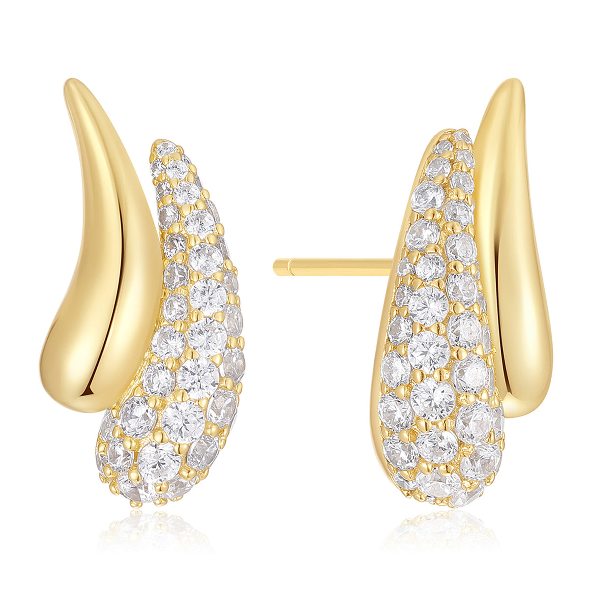 Ania Haie Pavé & Polished Teardrop Duet Stud Earrings - Gold