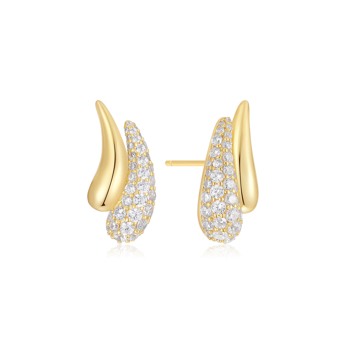 Ania Haie Pavé & Polished Teardrop Duet Stud Earrings - Gold