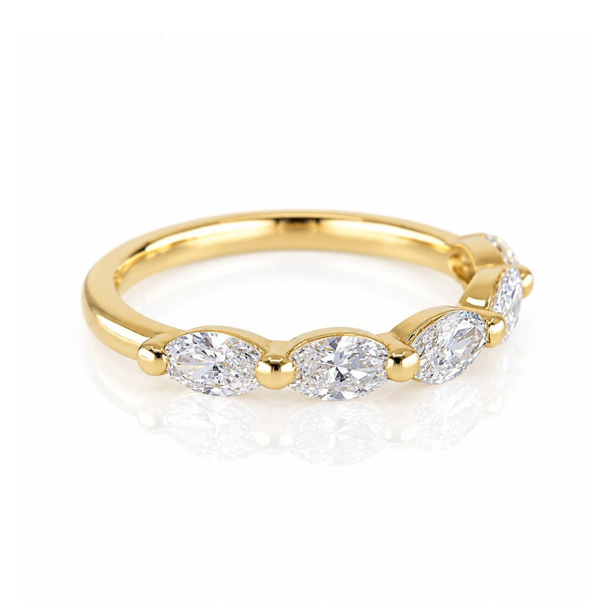 9ct Yellow Gold 0.91ct TDW Oval Cut Lab Grown Diamond Claw Set Half Eternity Ring