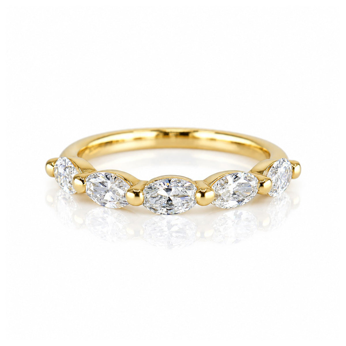 9ct Yellow Gold 0.91ct TDW Oval Cut Lab Grown Diamond Claw Set Half Eternity Ring