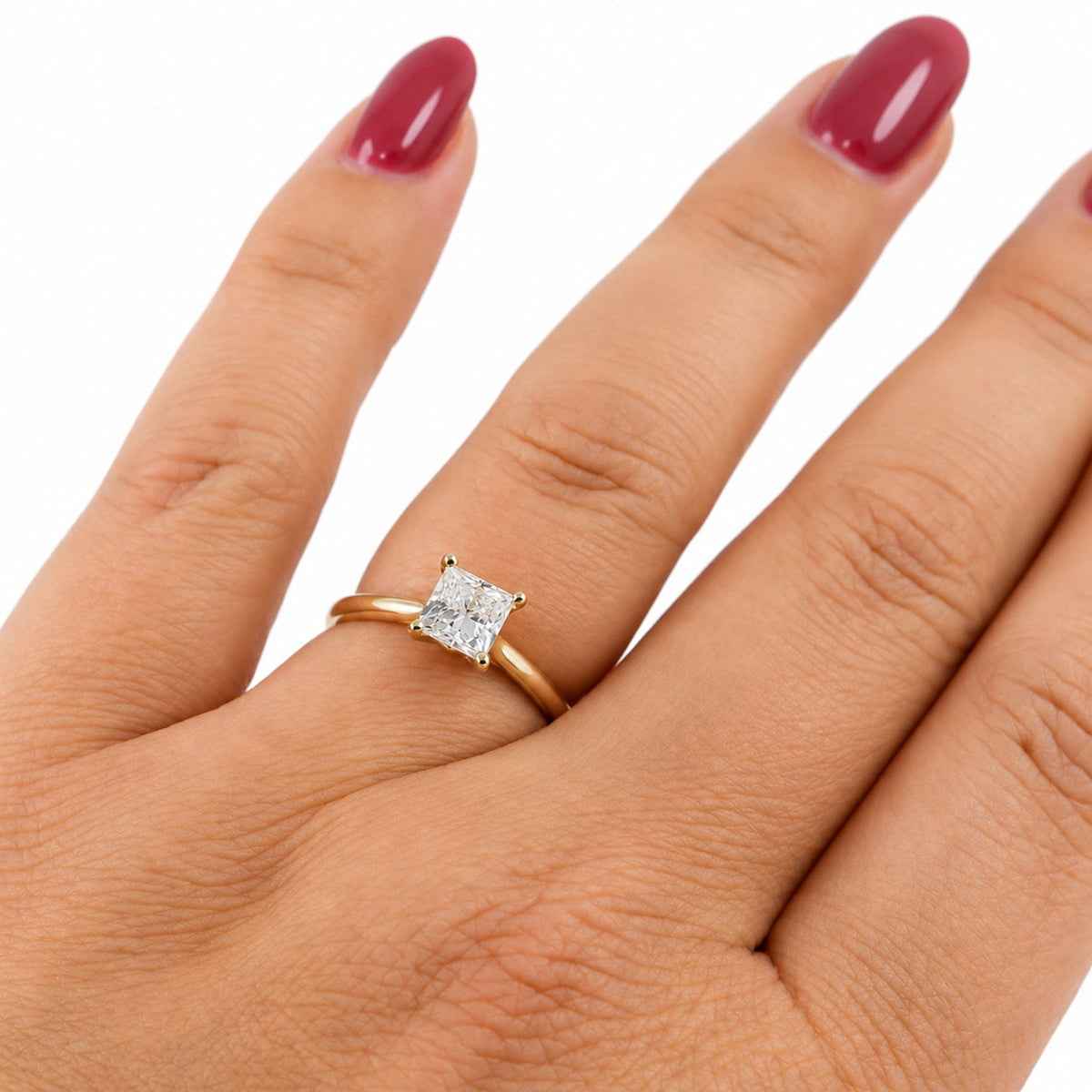 9ct Yellow Gold 1.00ct Lab Grown Diamond Certificated Princess Cut Solitaire Ring