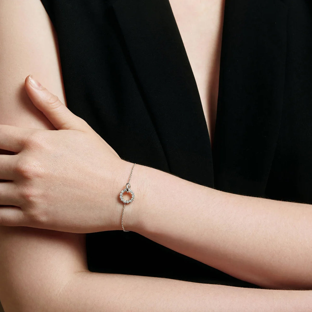 Ania Haie Silver Interlinked Circles Pavé Bracelet - Silver