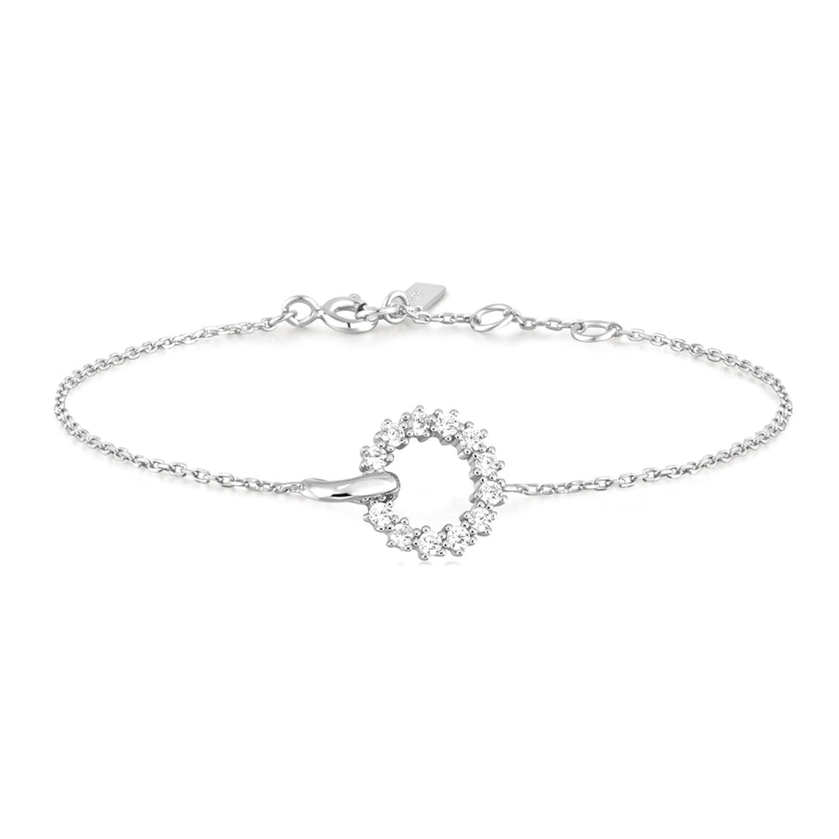 Ania Haie Silver Interlinked Circles Pavé Bracelet - Silver