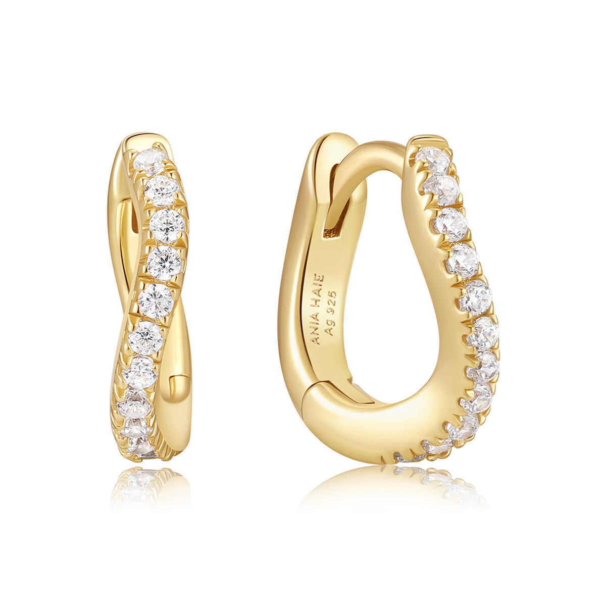 Ania Haie Slim Pavé Wave Huggie Hoop Earrings - Gold