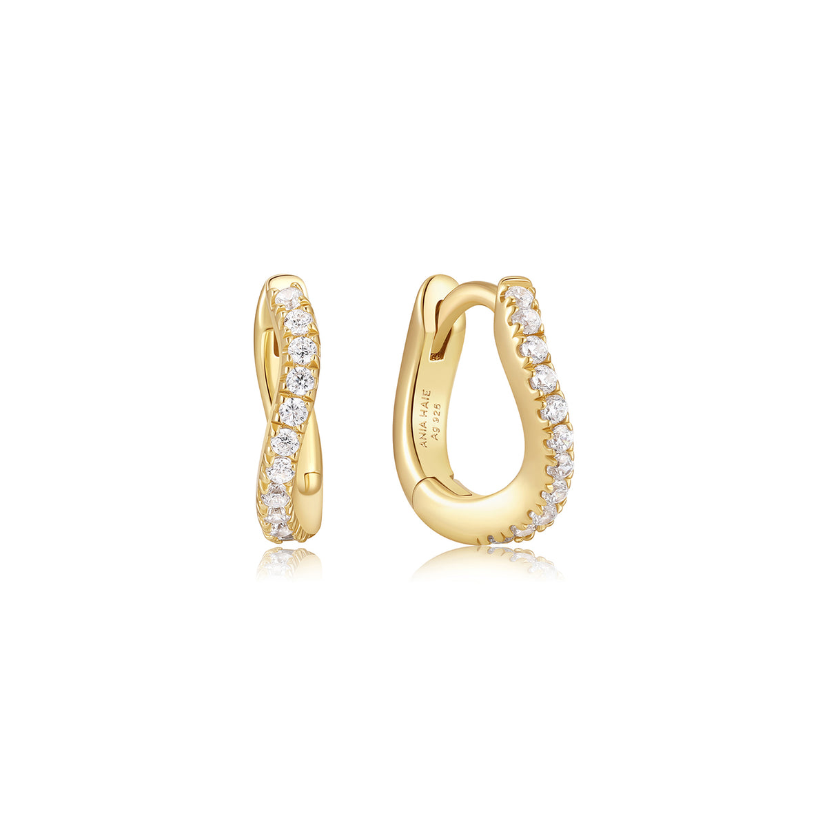 Ania Haie Slim Pavé Wave Huggie Hoop Earrings - Gold