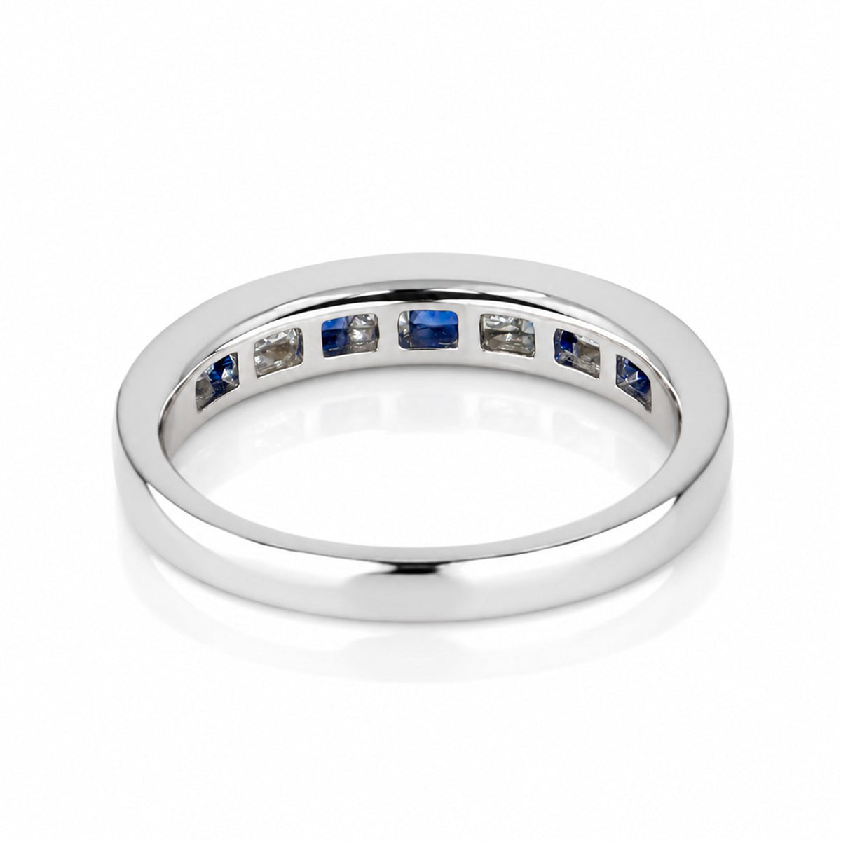 Pre-Owned 18ct White Gold Sapphire & Diamond Channel Set Half Eternity Ring