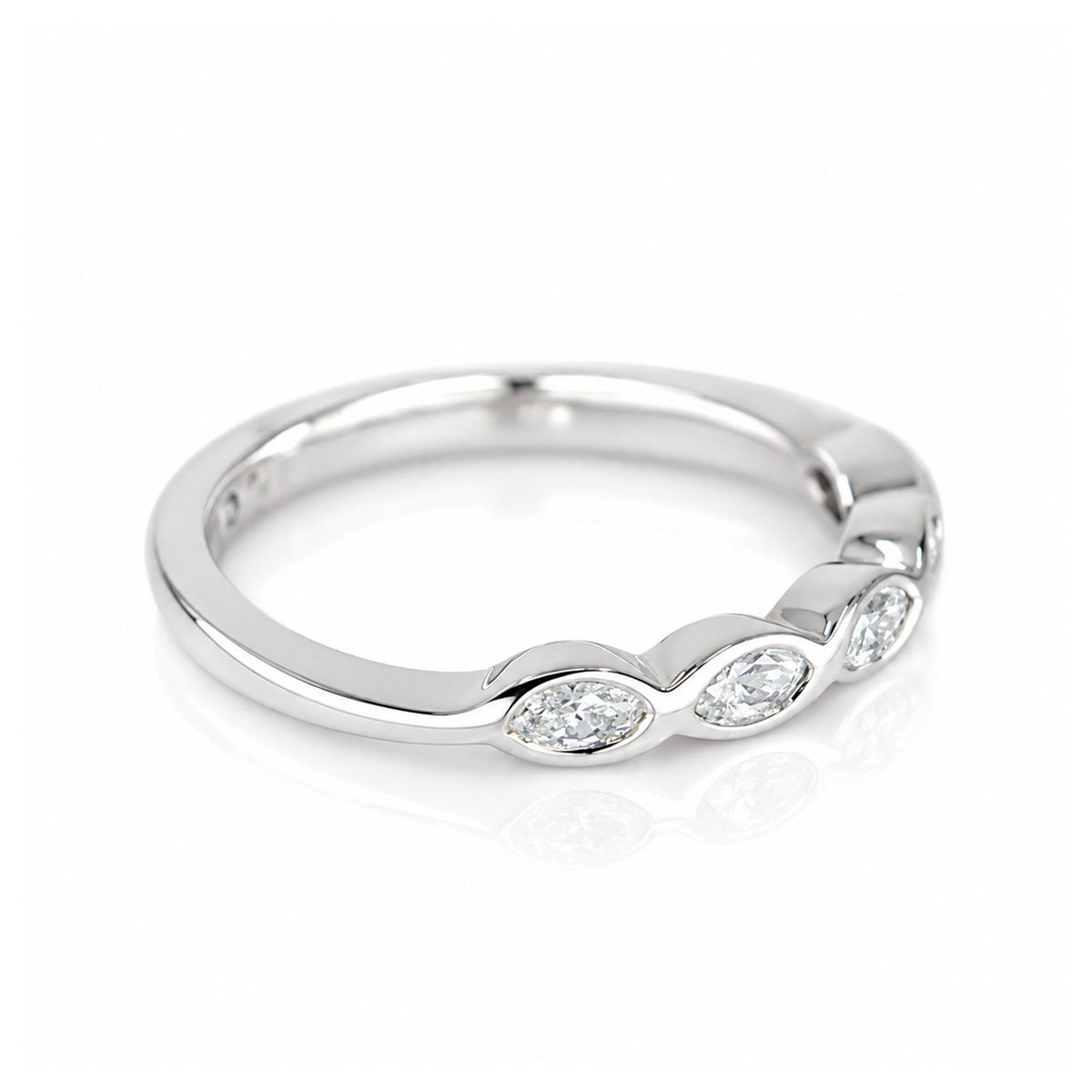 Pre-Owned 18ct White Gold Oval Rubset Five Stone Diamond Ring