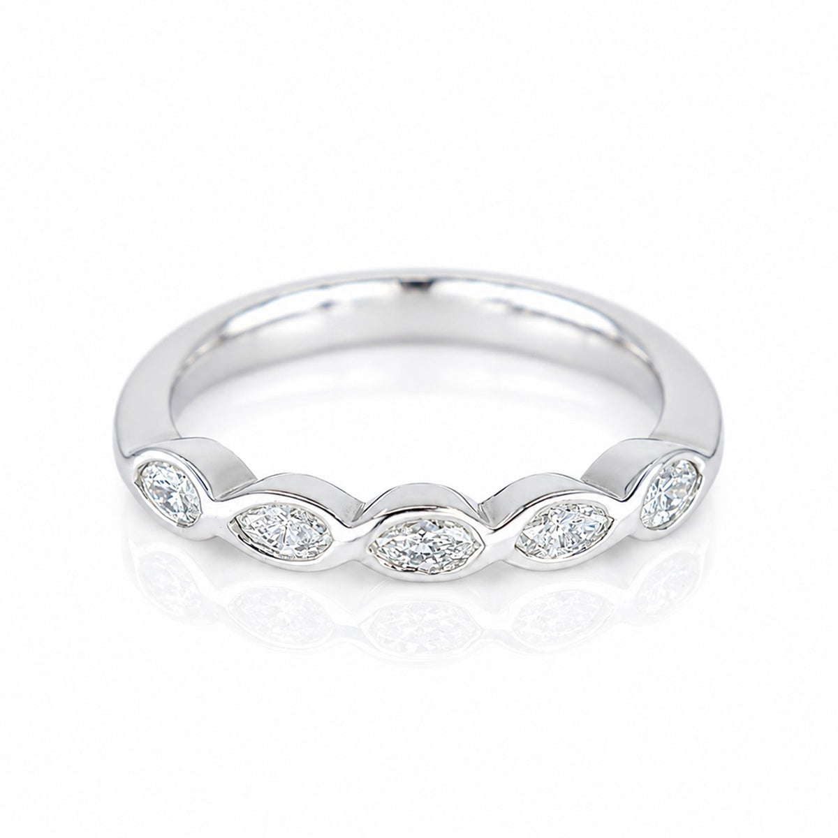 Pre-Owned 18ct White Gold Oval Rubset Five Stone Diamond Ring