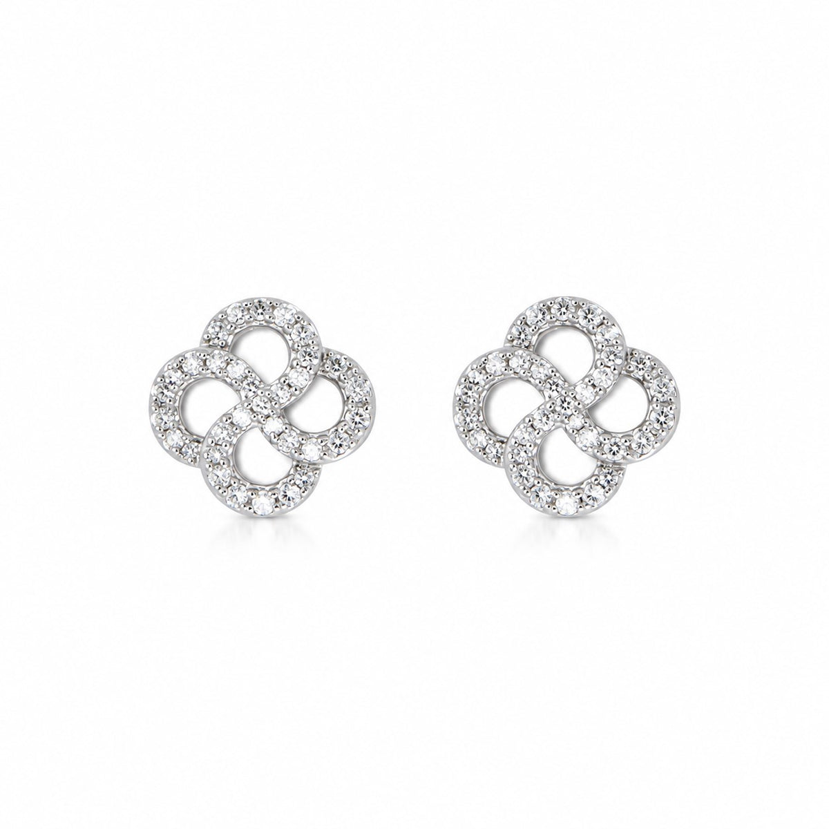 Pre-Owned 9ct White Gold 0.15ct TDW 8 Cut Diamond Open Flower Swirl Stud Earrings