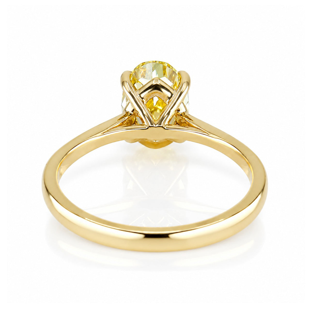 18ct Yellow Gold 2.01ct Yellow Lab Grown Diamond Certificated Oval Cut Solitaire Ring