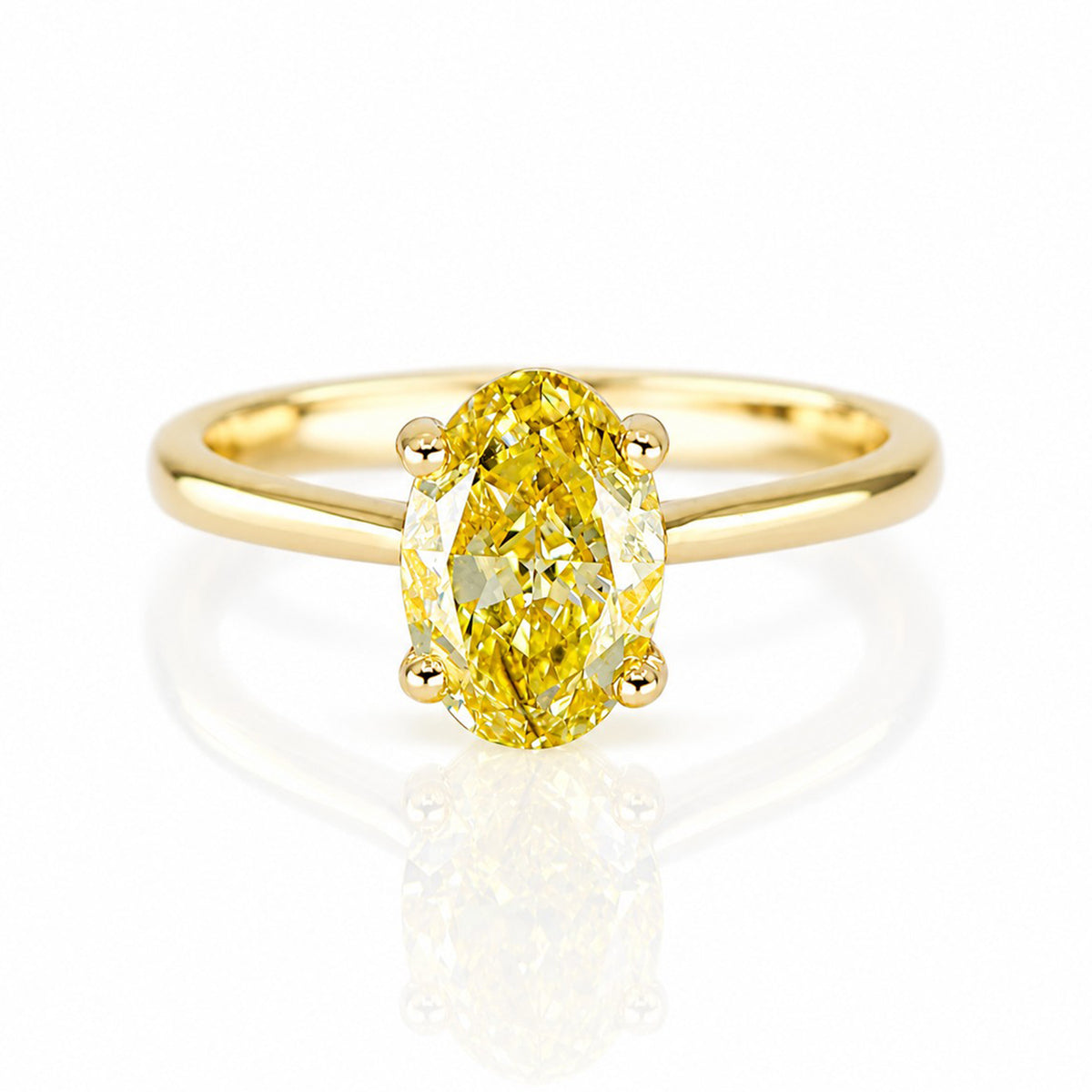 18ct Yellow Gold 2.01ct Yellow Lab Grown Diamond Certificated Oval Cut Solitaire Ring