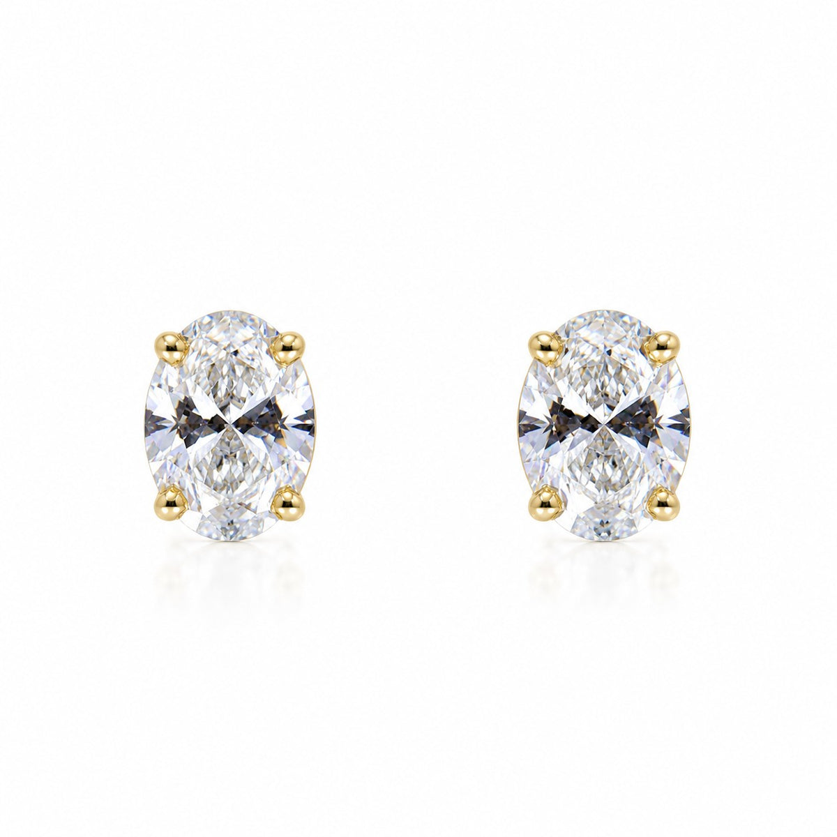 18ct Gold 2.00ct TDW Lab Grown Oval Cut Diamond Certificated Claw Set Solitaire Stud Earrings