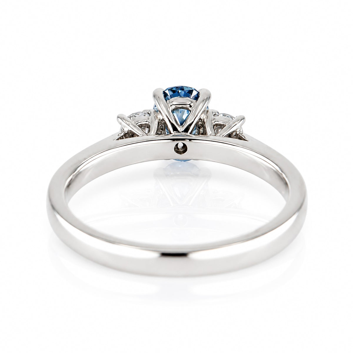 Platinum 0.66ct TDW Blue Lab Grown Diamond Certificated Oval Cut Three Stone Ring