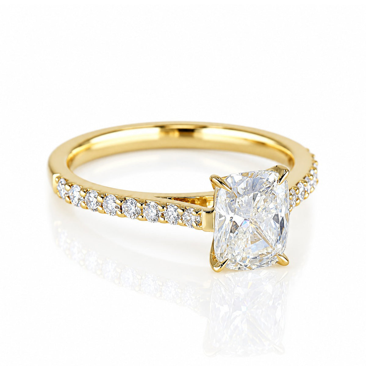 18ct Yellow Gold 1.24ct TDW Lab Grown Cushion Cut Certificated Diamond Solitaire Ring