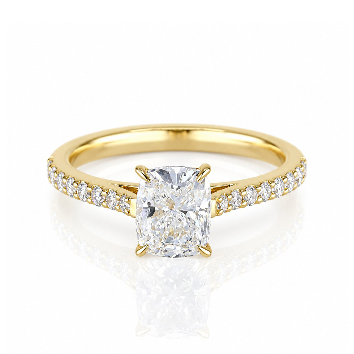 18ct Yellow Gold 1.24ct TDW Lab Grown Cushion Cut Certificated Diamond Solitaire Ring
