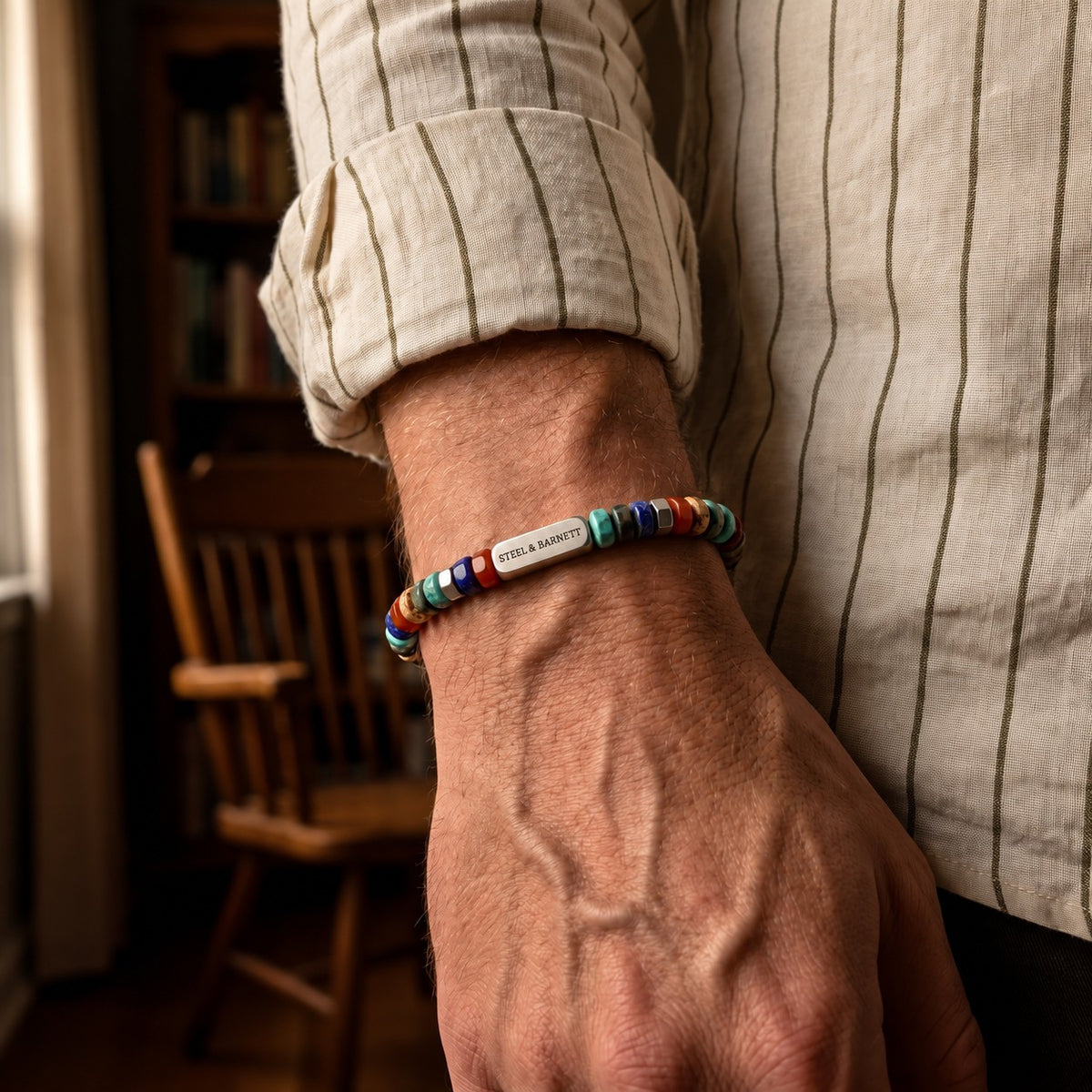Steel & Barnett Knox Spectrum Bead Gemstone Bracelet - Small (18-19cm