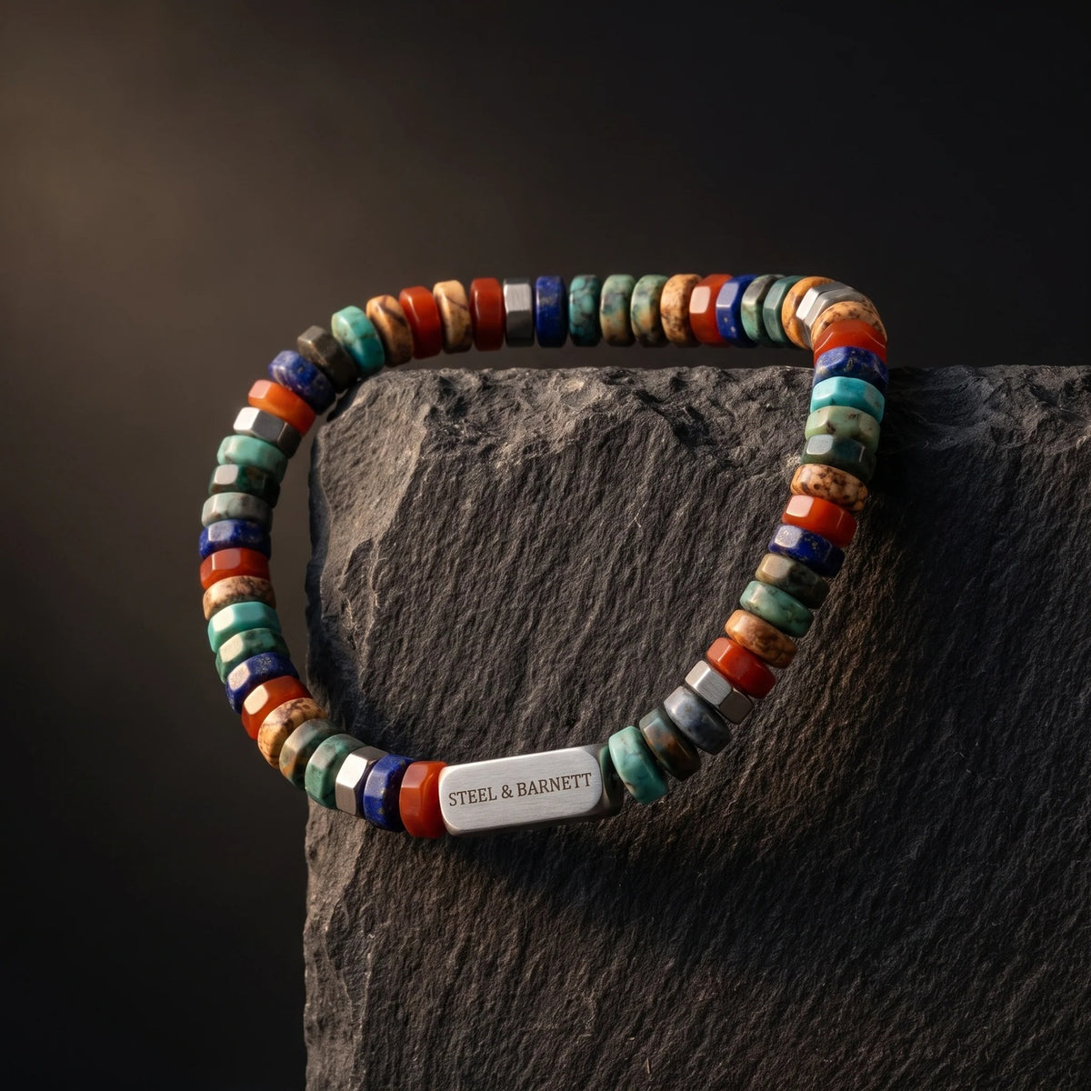 Steel & Barnett Knox Spectrum Bead Gemstone Bracelet - Large (22-23cm)