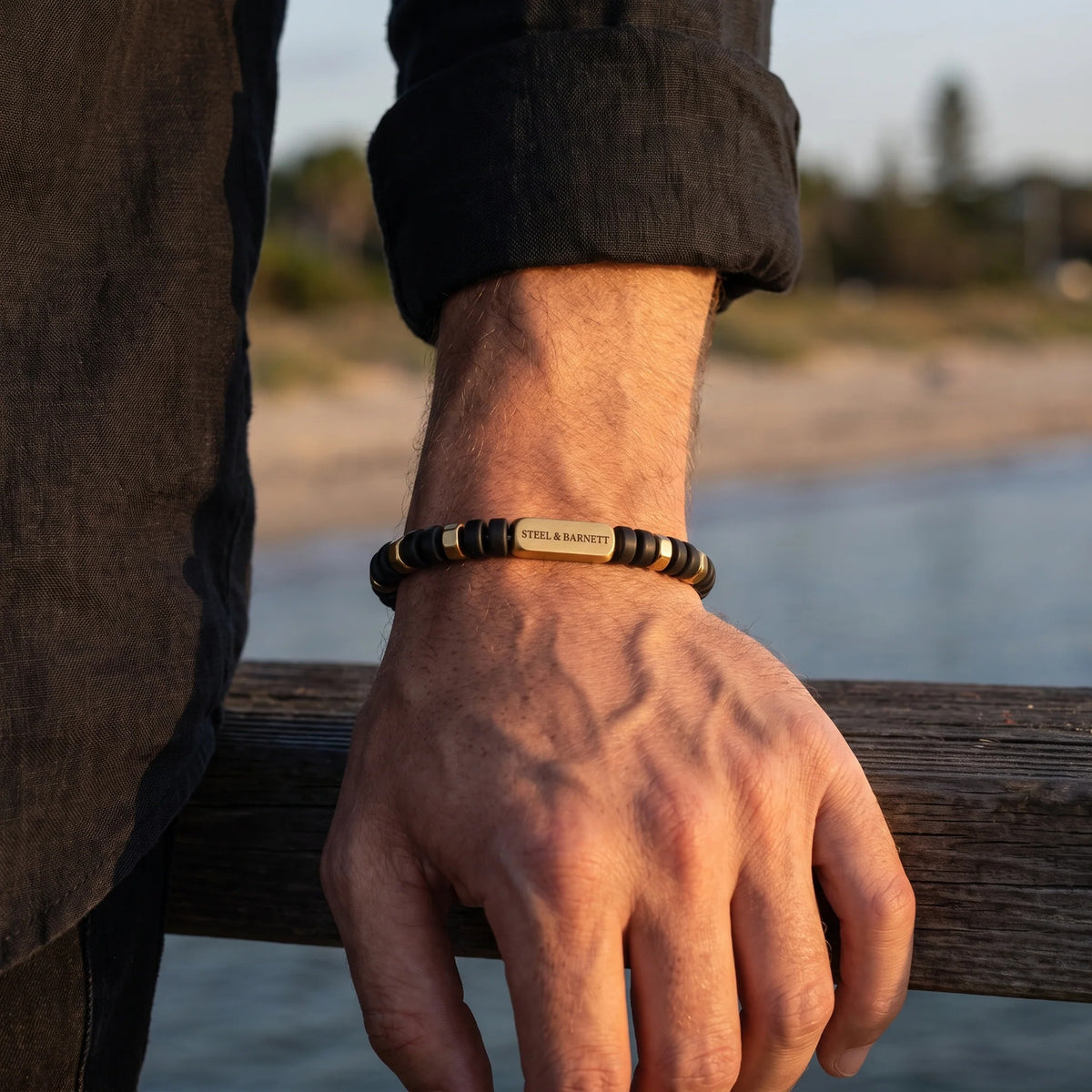 Steel & Barnett Knox Onyx Gemstone Bead Bracelet - Small (18-19cm)