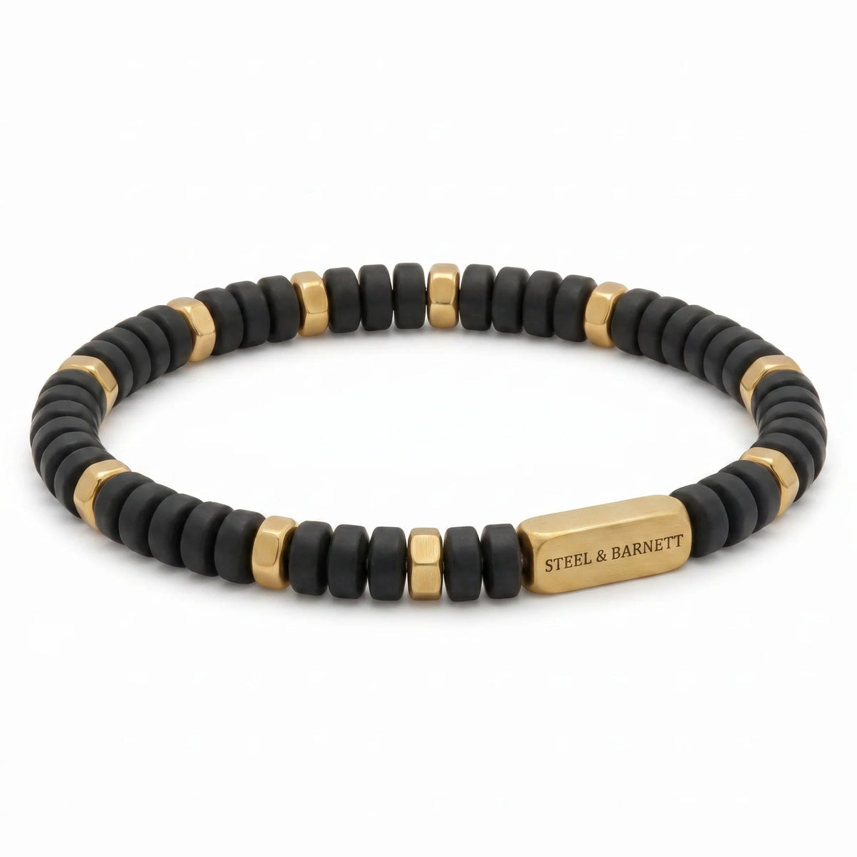Steel & Barnett Knox Black Onyx Gemstone Bead Bracelet - Large (22-23cm)