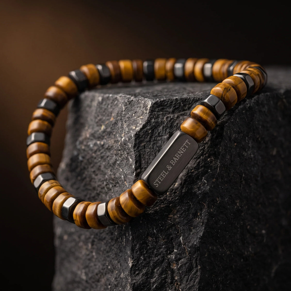 Steel & Barnett Knox Tigers Eye Gemstone Bead Bracelet - Medium (20-21cm)