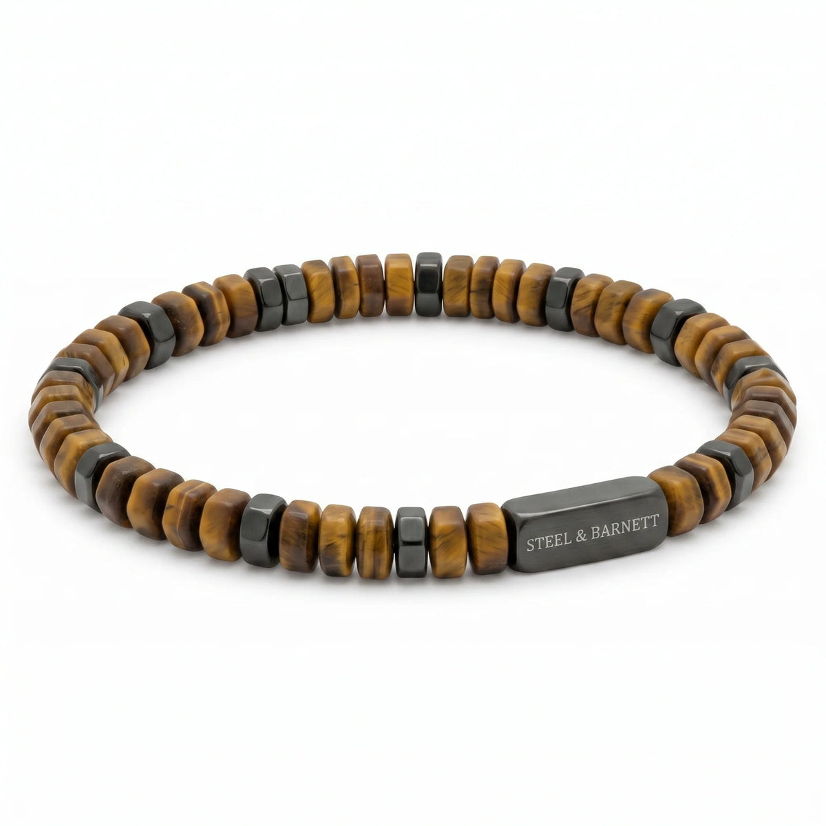 Steel & Barnett Knox Tigers Eye Gemstone Bead Bracelet - Large (22-23cm)