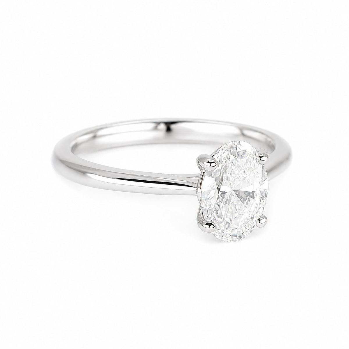 9ct White Gold 1.00ct Lab Grown Diamond Certificated Oval Cut Solitaire Ring