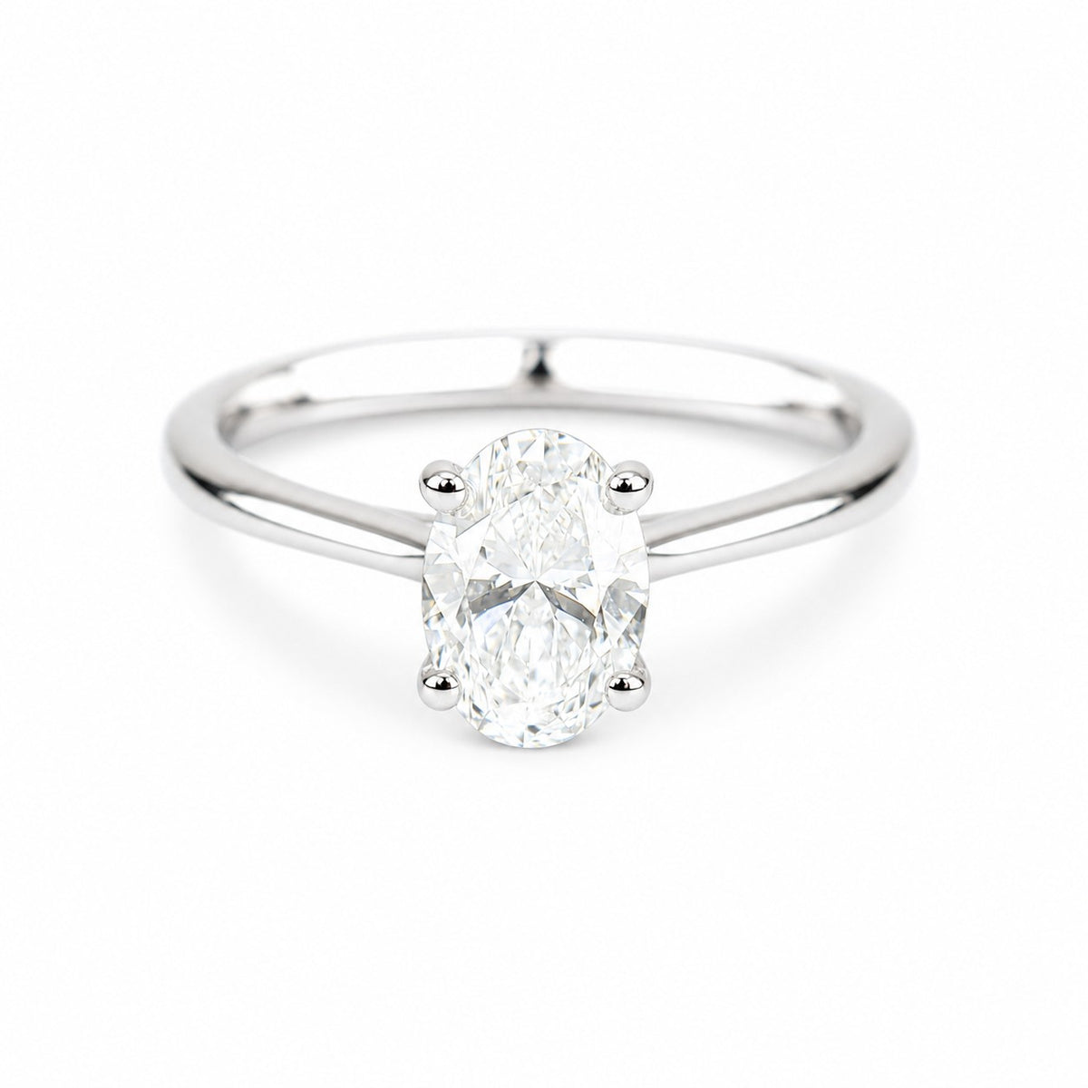 9ct White Gold 1.00ct Lab Grown Diamond Certificated Oval Cut Solitaire Ring