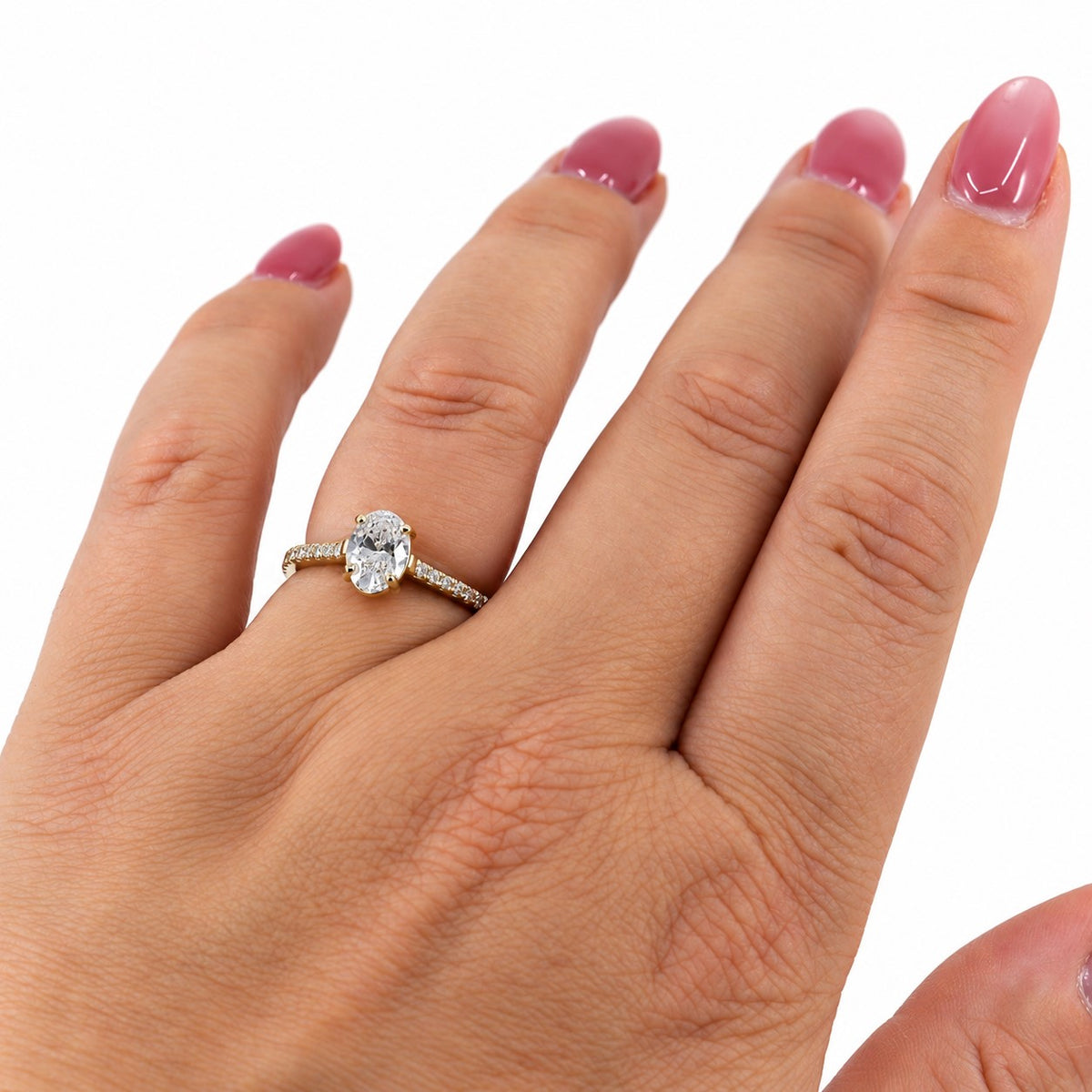 9ct Yellow Gold 1.00ct & 0.21ct TDW Lab Grown Diamond Certificated Oval Cut Claw Set Solitaire Ring