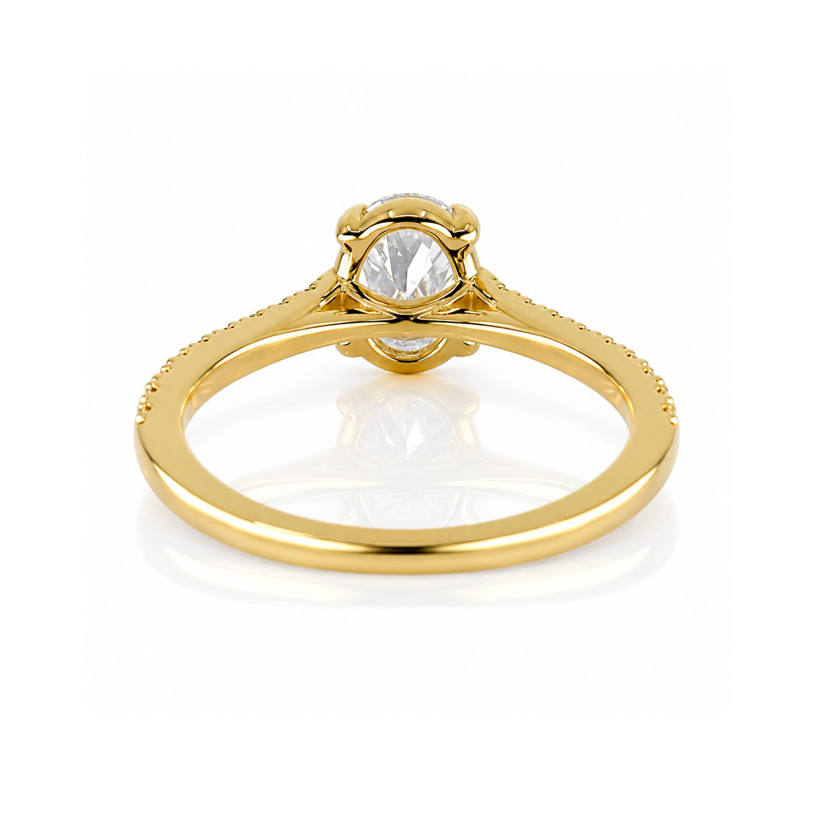 9ct Yellow Gold 1.00ct & 0.21ct TDW Lab Grown Diamond Certificated Oval Cut Claw Set Solitaire Ring
