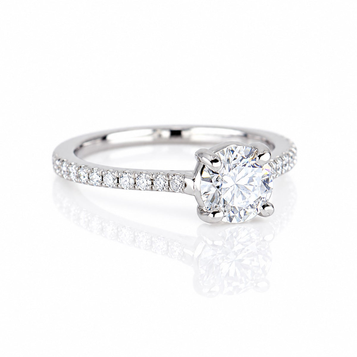 9ct White Gold 1.00ct  Lab Grown Certificated Round Brilliant Cut Diamond Solitaire